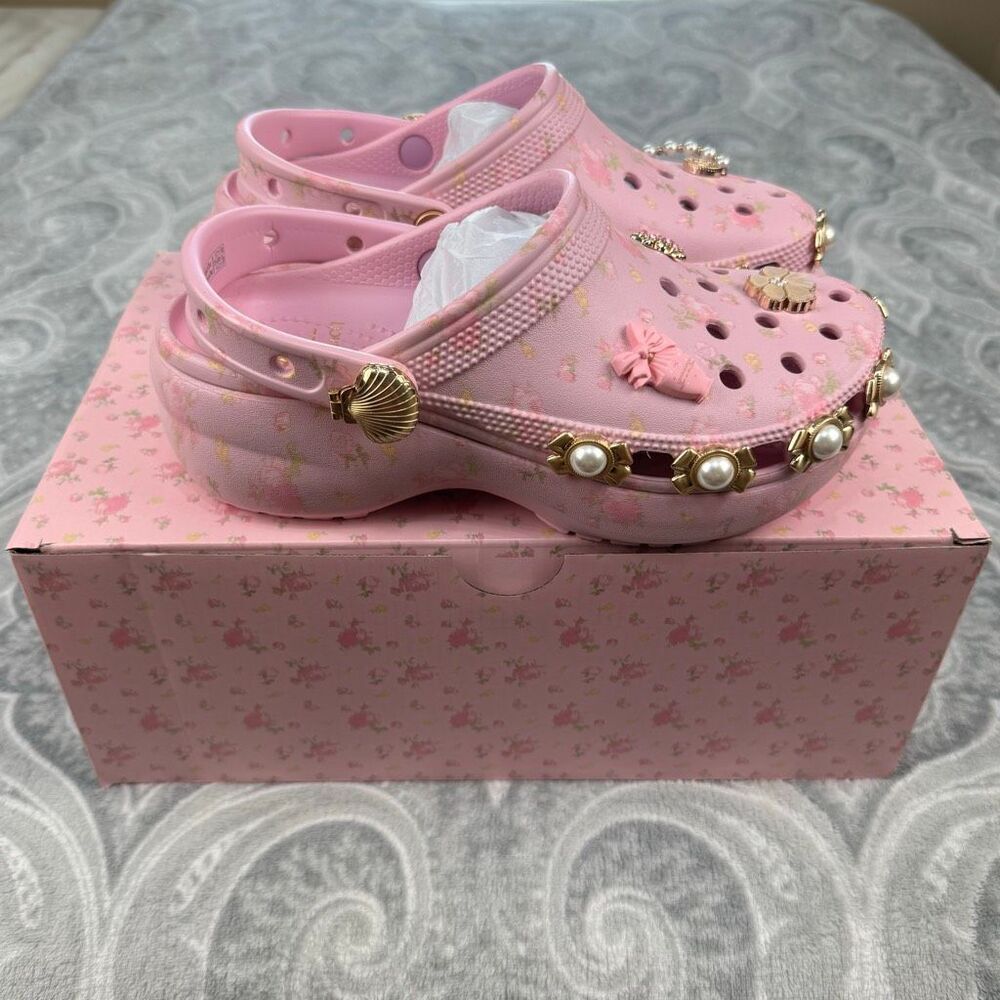 NWT LoveShackFancy X Crocs Classic Platform Clog - Picture 2 of 5